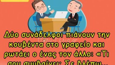 Δύο συνάδελφοι πιάνουν την κουβέντα…