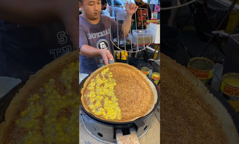 Mouth watering Food! Peanut Corn Pancake – Malaysian Street Food