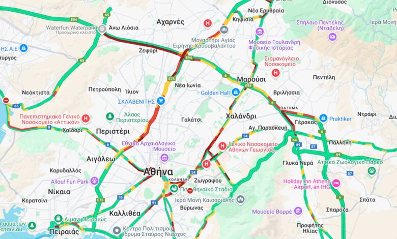 Αττική: Φρακαρισμένες οι μεγαλύτερες οδικές αρτηρίες από το πρωί