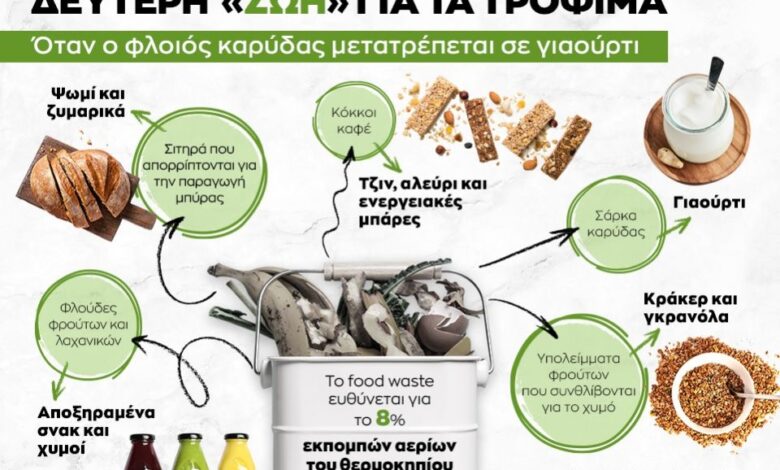 Infographic: Δεύτερη «ζωή» για τα τρόφιμα – Όταν ο φλοιός καρύδας γίνεται γιαούρτι