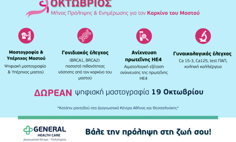 Δωρεάν μαστογραφίες στις 19 Οκτωβρίου