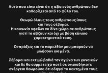 Δημήτρης Μακαλιάς: «Αυτό που είπα είναι ότι η αξία ενός ανθρώπου δεν καθορίζεται από το φύλο του»