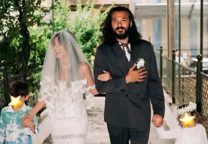 Αθηνά Οικονομάκου και Μπρούνο Τσερέλα έδειξαν ποιος ήταν ο κουμπάρος στον θρησκευτικό γάμο τους